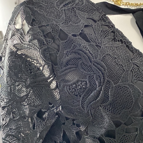 HALOGEN Long Sleeve Lace Top Woman French Style Lace Blouse Black Sz S - Picture 12 of 14